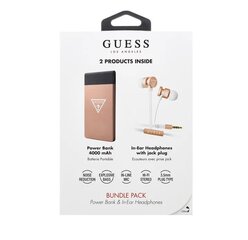 Guess GUBPERPBTRG Premium Universal Headsets with Remote Microphone + 4000 mAh Power Bank (Bundle Pack), Roosa цена и информация | Наушники | kaup24.ee