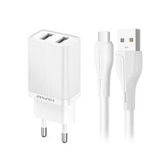 Сетевая зарядка Awei C15-EU 2xUSB-A 10W белая цена и информация | Зарядные устройства для телефонов | kaup24.ee