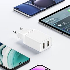 Сетевая зарядка Awei C15L-EU 2xUSB-A 10W + USB to Lightning cable белая цена и информация | Зарядные устройства для телефонов | kaup24.ee