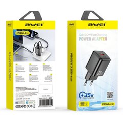 Сетевая зарядка Awei PD66-EU GaN 35W USB-A/USB-C белая цена и информация | Зарядные устройства для телефонов | kaup24.ee