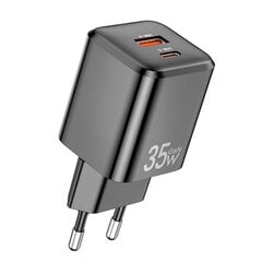 Сетевая зарядка Awei PD66-EU GaN 35W USB-A/USB-C черная цена и информация | Зарядные устройства для телефонов | kaup24.ee