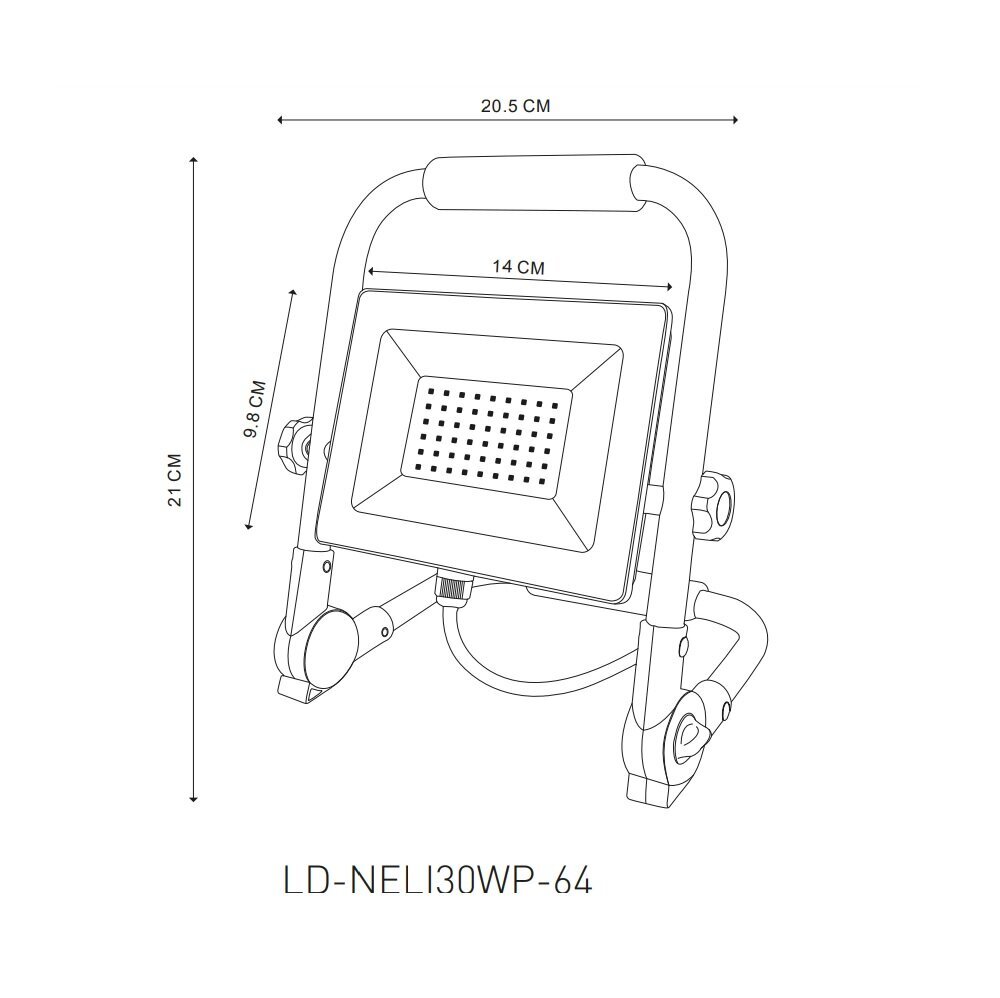 Kaasaskantav LED-kohtvalgusti NELI, 30 W, 4500 lm, 6400 K, IP65, must hind ja info | Aia- ja õuevalgustid | kaup24.ee