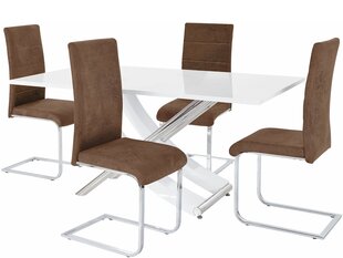 Söögitoamööbli komplekt Notio Living Carl/Cosy, valge/pruun//toolide mõõdud puuduvad hind ja info | Söögilauakomplektid | kaup24.ee