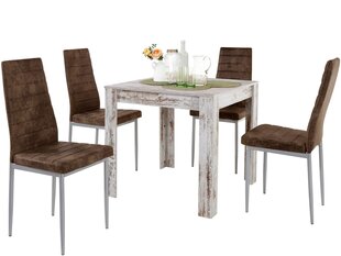 Комплект мебели для столовой Notio Living Lori 80/Kota, состаренный белый/коричневый цена и информация | Комплекты мебели для столовой | kaup24.ee