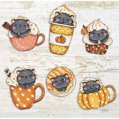 Ristpistekomplekt Letistitch. "Pumpkin Cup Kitties Kit 6 tk" 9x7cm SLETIL8092 hind ja info | Tikkimistarvikud | kaup24.ee