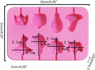 Halloweeni pealuu kõrvitsa silikoonist pulgakommi küpsisevorm, 16,5 x 10,82 x 1,7 cm цена и информация | Праздничные декорации | kaup24.ee