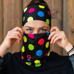 Повязка на голову Eleven Sportswear DOTS COLOR BLACK, черная цена и информация | Женские шапки | kaup24.ee