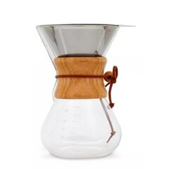 Кофеварка Pour Over объемом 800 мл с ручным механизмом для заваривания кофе из боросиликатного стекла с фильтром из нержавеющей стали цена и информация | Кофемашины | kaup24.ee