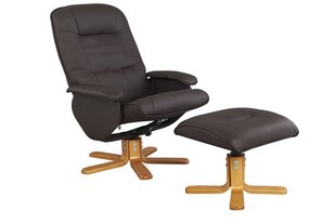 Кресло с подставкой для ног Notio Living Napoli, коричневого/дубового цвета цена и информация | Кресла в гостиную | kaup24.ee