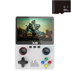 X6 Retro mängukonsool 3,5-tolline IPS HD ekraan Mini käeshoitav mängumängija 3D-juhtkang, sisseehitatud 10 000 + mängud ATJ22735 32-bitine RISC цена и информация | Игровые приставки | kaup24.ee