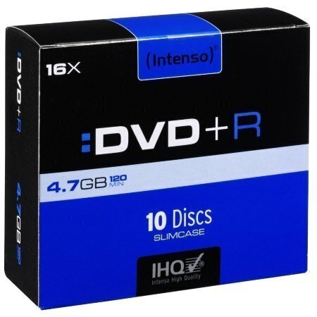 Intenso DVD+R 4.7GB, 10 tk. Slim Case hind ja info | Vinüülplaadid, CD, DVD | kaup24.ee