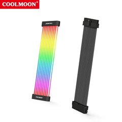 COOLMOON arvuti ARGB Sync PSU toiteploki pikendus GPU kaabel 8Pin 24Pin GPU PCI-E 8PIN RGB värvilised mooduli kaablid arvutile цена и информация | Аксессуары для компьютерных игр | kaup24.ee