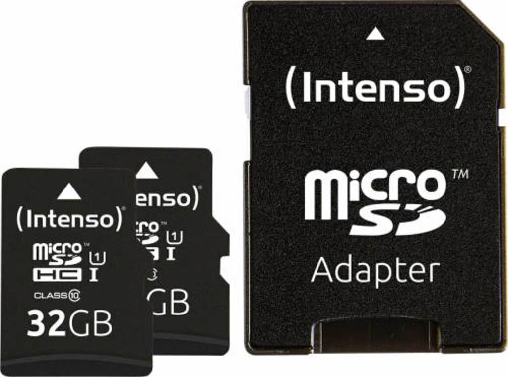 Intenso Micro SDHC UHS-I 2x32GB Premium (+SD adapter) цена и информация | Mobiiltelefonide mälukaardid | kaup24.ee