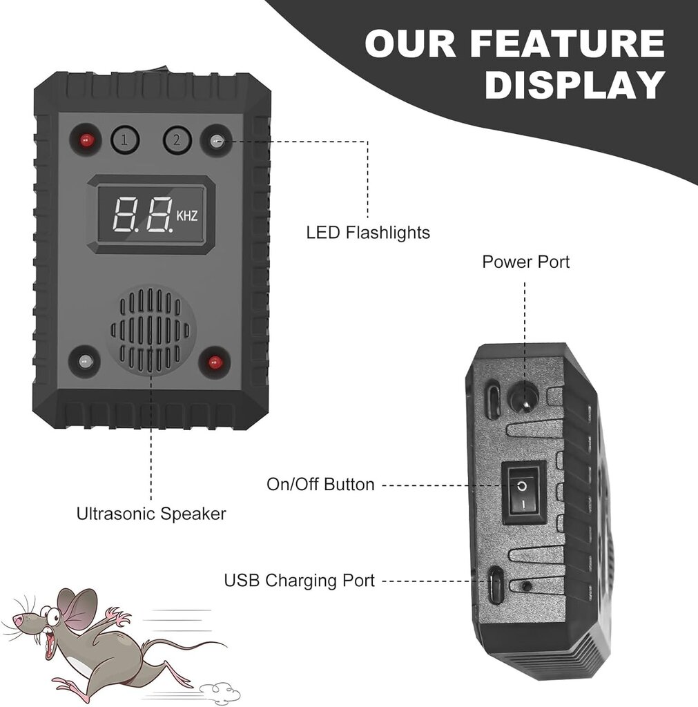 Ultraheli roti- ja hiirealarm: Farrot SJZ-021, auto, garaaž, kontor, köök, siseruumides, väljas, roheline hind ja info | Andurid, sensorid | kaup24.ee