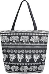 Suur lõuendist kandekott Ethnic Elephant Boho must ostukäekott цена и информация | Женские сумки | kaup24.ee