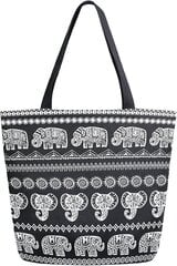 Suur lõuendist kandekott Ethnic Elephant Boho must ostukäekott цена и информация | Женские сумки | kaup24.ee