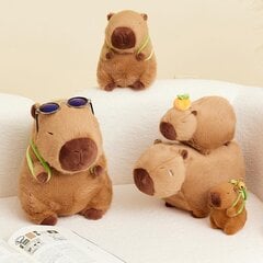 Kapybara plüüsis mänguasi, 25 cm kapibarat kandev kilpkonn, realistlik pehme kapybara mänguasi, täidisega plüüsid, kapibaraga täidetud loom, kapibara pehme nukk Capybara Plus hind ja info | Koolikotid, sussikotid | kaup24.ee