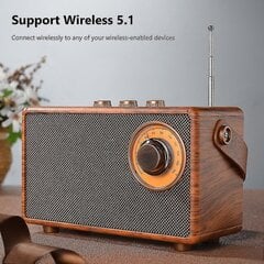 Retro Fm-raadio Kaasaskantav puidust Bluetooth-raadio bassikõlar käed-vabad MP3-mängija tugi USB/tf auto hind ja info | Raadiod ja äratuskellad | kaup24.ee