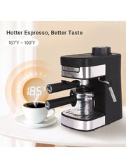 HOMM kohvimasin, espressomasin, auru-espresso kohvimasin koos piimavahustajaga, uus 1-4 tassi Expresso must цена и информация | Средства для интимной гигиены | kaup24.ee