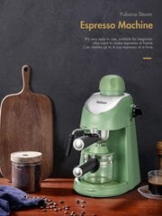 Yabano espressomasin, 3,5 baari espresso kohvimasin, espresso- ja cappuccino masin koos piimavahustajaga, espressomasin koos aurutiga, must hind ja info | Kohvimasinad | kaup24.ee