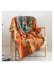 Homehours Orange Boho Queen Muslin tekk, Bohemian kerge tekk suveks Queen Size, 100% puuvillane marli tekk voodi diivanile, ümberpööratav Queen hind ja info | Intiimhügieeni tooted | kaup24.ee