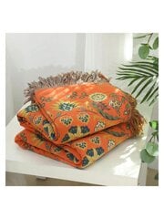 Homehours Orange Boho Queen Muslin tekk, Bohemian kerge tekk suveks Queen Size, 100% puuvillane marli tekk voodi diivanile, ümberpööratav Queen hind ja info | Intiimhügieeni tooted | kaup24.ee