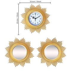 Настенные часы Karlsberg - набор из 3 предметов: 1 часы + 2 зеркала, цвет золото, размеры 25.4x 25.4 см, 25.4x 25.4 см, 25.4x 25.4 см цена и информация | Часы | kaup24.ee