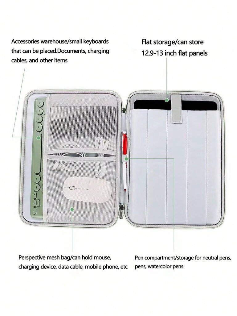 1 tk kerge kaasaskantava tahvelarvuti hoiukott, sobib iPadile, tahvelarvutitele, mobiiltelefonide tarvikutele ja kaitsele цена и информация | Naiste käekotid | kaup24.ee