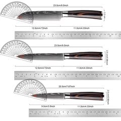 Набор японских кухонных ножей 3 шт. Нож Сантоку, универсальный нож, цветная деревянная ручка, острые лезвия цена и информация | Ножи и аксессуары для них | kaup24.ee