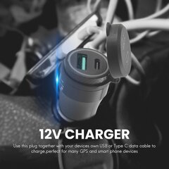 Воданепранікальная хуткая зарадная прылада для матацыкла з портам USB Type-C 12V/24V Qc3.0 Адаптар сілкавання Din Разетка для чорнага колеру цена и информация | Зарядные устройства для элементов питания | kaup24.ee