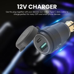 Mootorratta veekindel kiirlaadija C-tüüpi USB-pordiga 12V/24V Qc3.0 toiteadapteri Din-pistikupesa musta jaoks hind ja info | Akulaadijad | kaup24.ee