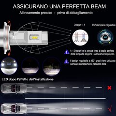 Святлодыёдная лямпа H7 6500K для аўтамабільных фар далёкага святла блізкага святла, замена галагенавых лямпаў з рэгуляваным трымальнікам лямпы і ксенонавых фар (2 шт.) цена и информация | Светодиодные ленты | kaup24.ee