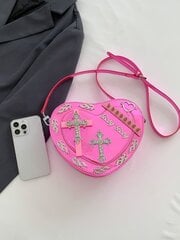 Y2K stiilis südamekujulised neediga käekotid, Gothic Rock Steampunk Novelty Cross Decor Rivet Crossbody kotikott, Lolita stiilis õlakott Cosplay jaoks цена и информация | Женские сумки | kaup24.ee