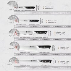 Набор кухонных ножей XINZUO из 5 предметов, поварские ножи из стали 1.4116, с ручкой из натурального черного дерева. цена и информация | Ножи и аксессуары для них | kaup24.ee