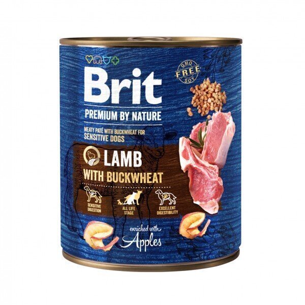 Brit Premium by Nature konserv Lamb with Buckwheat koertele 800g hind ja info | Konservid koertele | kaup24.ee