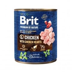 Brit Premium by Nature konserv Chicken with Hearts koertele 800g hind ja info | Konservid koertele | kaup24.ee