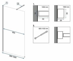 Walk-in dušisein Rea Aero, Black Mat, 100 cm hind ja info | Dušikabiinide uksed ja seinad | kaup24.ee