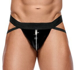 Stringid Black Level Vinyl Jock Men, must hind ja info | Seksikas pesu meestele | kaup24.ee