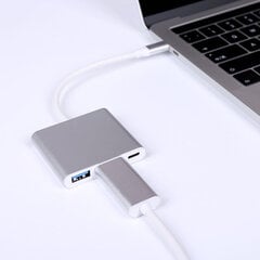 Адаптер хаб 3в1 Type-C/USB3.0/HDMI 4k/PD/Avernus цена и информация | Адаптеры и USB-hub | kaup24.ee