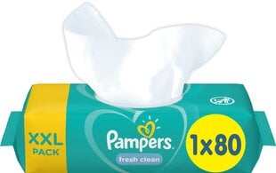 Beebi salvrätikud PAMPERS Fresh Clean, 80 tk hind ja info | Niisked salvrätikud | kaup24.ee