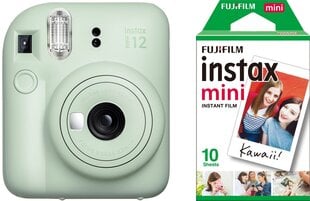 Fujifilm Instax Mini 12, piparmündiroheline + kile hind ja info | Videokaamerad | kaup24.ee