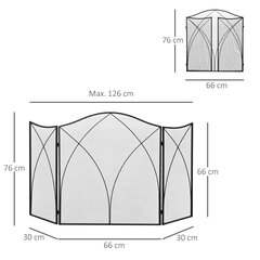 HOMCOM Kamina kaitseresti, kokkupandav 3-paneeliline kamina kaitseresti, ahju kaitseresti, sädekaitseresti elutuppa, metall, 126 x 76 cm, must hind ja info | Kaminad | kaup24.ee