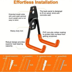 Комплект из 12 стальных, прочных гаражных крючков для велосипедов, лестниц, электроинструментов и различных предметов цена и информация | Держатели для велосипедов | kaup24.ee