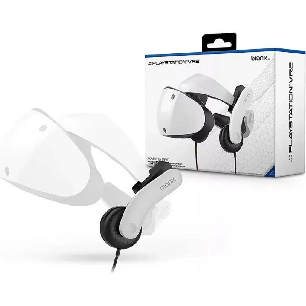 Bionik Mantis Pro peakomplekt kasutamiseks PlayStation VR/VR2 valge-mustaga hind ja info | Mängukonsoolide lisatarvikud | kaup24.ee