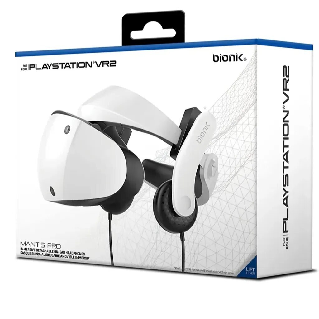 Bionik Mantis Pro peakomplekt kasutamiseks PlayStation VR/VR2 valge-mustaga цена и информация | Mängukonsoolide lisatarvikud | kaup24.ee