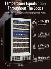 52 pudelit veinikülmik, kahetsooniline veinijahuti külmkapp 40–64 °F digitaalse temperatuurireguleerimiskompressori ja turvalukuga, puidust eemaldatav цена и информация | Средства для интимной гигиены | kaup24.ee