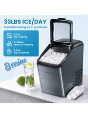 Elehelfi töölaua jäämasin, 33LSB/24HRS, Bullet Ice Maker Machine, 9 tk kuubik valmib 8-15 minutiga koos kulbi ja korviga, Perf цена и информация | Средства для интимной гигиены | kaup24.ee