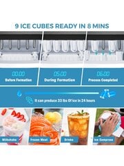 Elehelfi töölaua jäämasin, 33LSB/24HRS, Bullet Ice Maker Machine, 9 tk kuubik valmib 8-15 minutiga koos kulbi ja korviga, Perf цена и информация | Средства для интимной гигиены | kaup24.ee