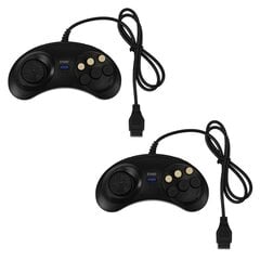 2X klassikaline retro 6 nupuga juhtmega käepidemega mängukontroller Mängupult Joystick Joypad Sega Md2 PC Mac Mega tarvikutele hind ja info | Regulaatorid | kaup24.ee