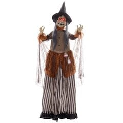 HOMCOM 183cm Halloweeni kaunistus Halloweeni nõid LED tuledega, heli funktsiooniga, reguleeritavate käsivarrega esiukse kaunistus, elusuuruses aiakaunistusfiguur peo jaoks hind ja info | Peokaunistused | kaup24.ee